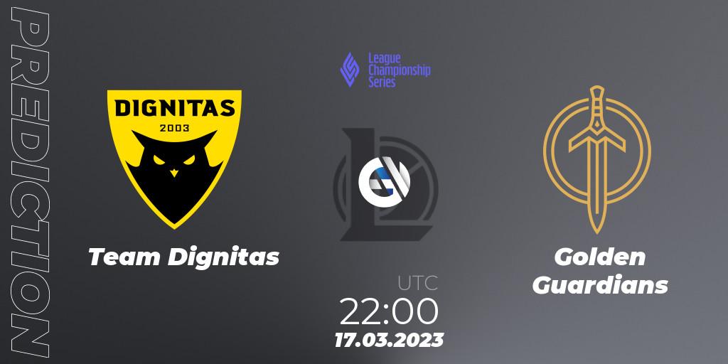 Prognose für das Spiel Team Dignitas VS Golden Guardians. 17.02.23. LoL - LCS Spring 2023 - Group Stage