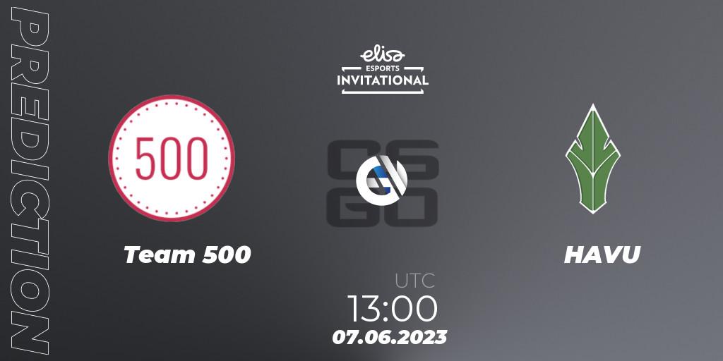 Prognose für das Spiel Team 500 VS HAVU. 07.06.23. CS2 (CS:GO) - Elisa Invitational Spring 2023