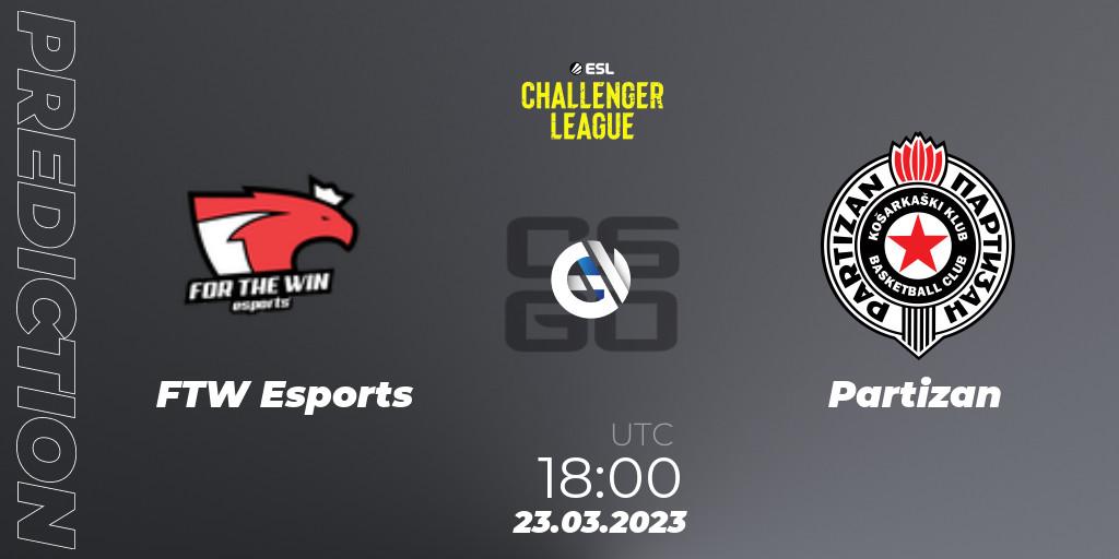 Prognose für das Spiel FTW Esports VS Partizan. 23.03.23. CS2 (CS:GO) - ESL Challenger League Season 44 Relegation: Europe