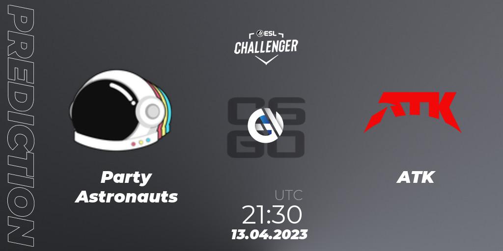 Prognose für das Spiel Party Astronauts VS ATK. 13.04.2023 at 21:30. Counter-Strike (CS2) - ESL Challenger Katowice 2023: North American Qualifier