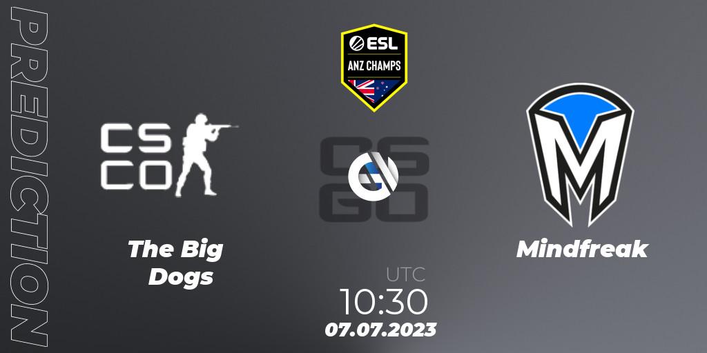 Prognose für das Spiel The Big Dogs VS Mindfreak. 07.06.23. CS2 (CS:GO) - ESL ANZ Champs Season 16