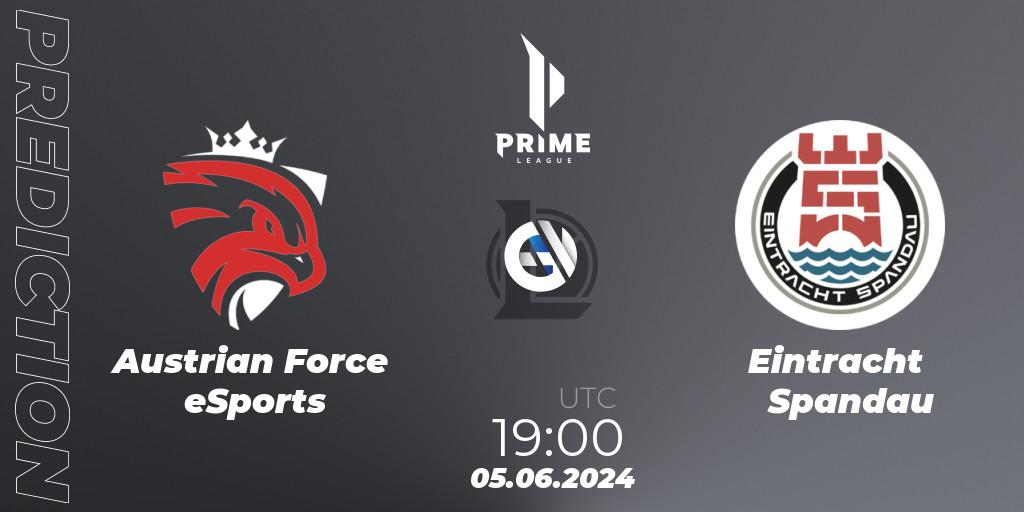 Prognose für das Spiel Austrian Force eSports VS Eintracht Spandau. 05.06.2024 at 19:00. LoL - Prime League Summer 2024
