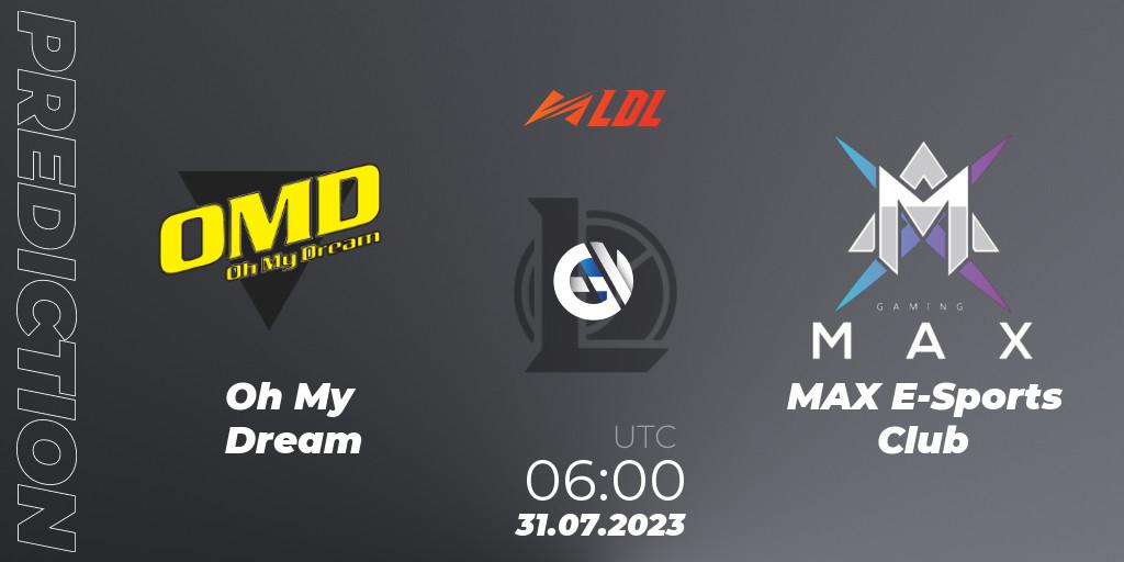 Prognose für das Spiel Oh My Dream VS MAX E-Sports Club. 31.07.23. LoL - LDL 2023 - Playoffs