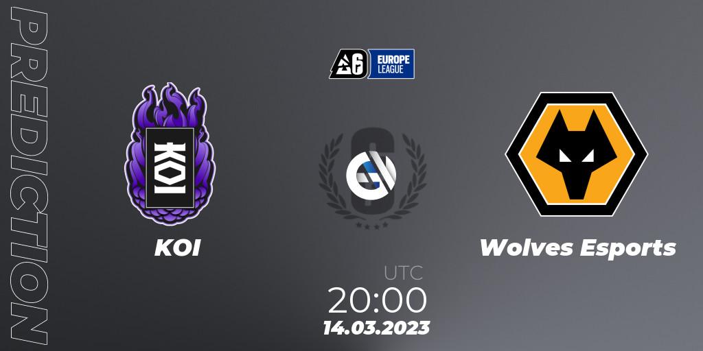 Prognose für das Spiel KOI VS Wolves Esports. 14.03.23. Rainbow Six - Europe League 2023 - Stage 1