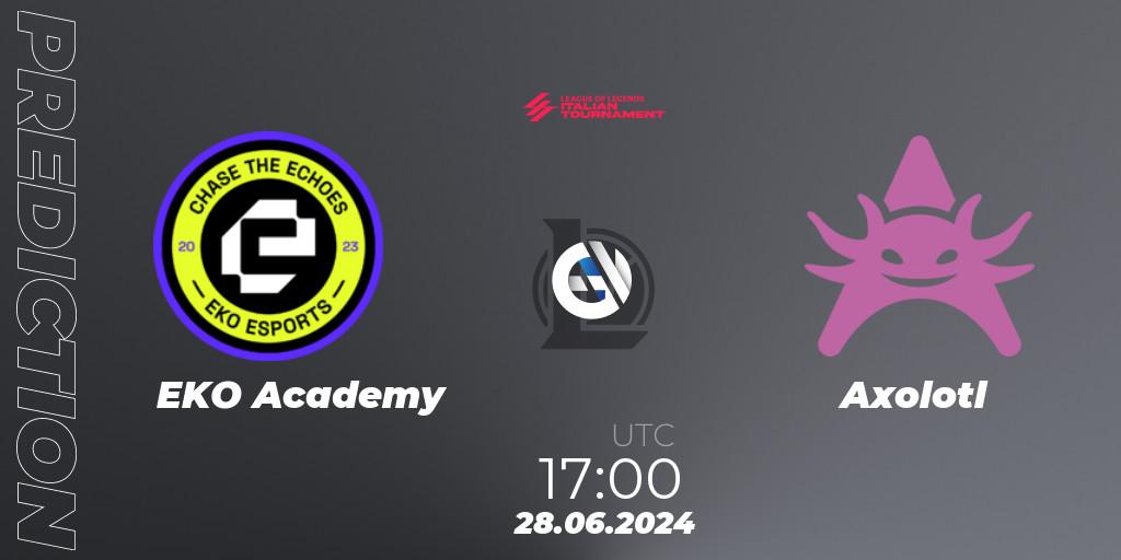 Prognose für das Spiel EKO Academy VS Axolotl. 28.06.2024 at 17:00. LoL - LoL Italian Tournament Summer 2024