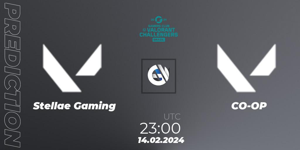 Prognose für das Spiel Stellae Gaming VS CO-OP. 15.02.2024 at 00:10. VALORANT - VALORANT Challengers Brazil 2024: Split 1