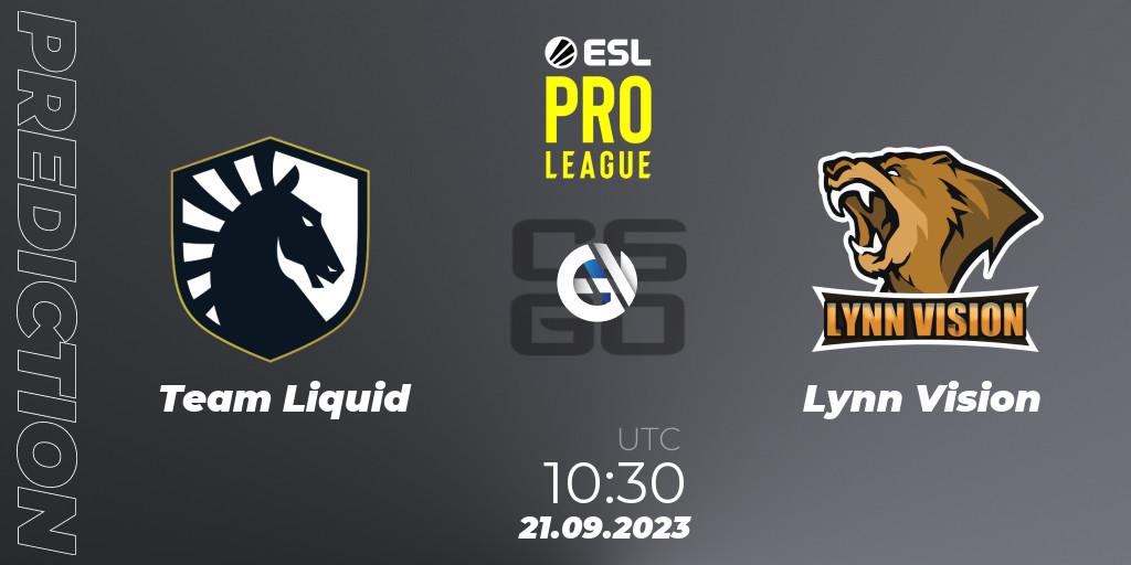 Prognose für das Spiel Team Liquid VS Lynn Vision. 21.09.23. CS2 (CS:GO) - ESL Pro League Season 18