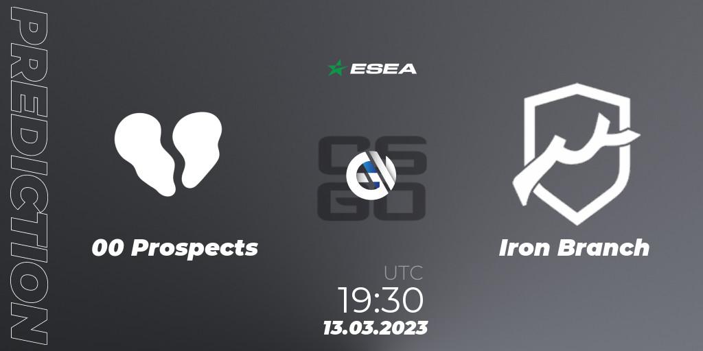 Prognose für das Spiel 00 Prospects VS Iron Branch. 13.03.23. CS2 (CS:GO) - ESEA Season 44: Advanced Division - Europe