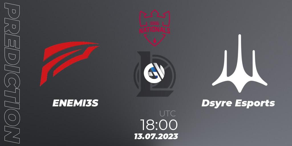Prognose für das Spiel ENEMI3S VS Dsyre Esports. 13.07.2023 at 18:00. LoL - PG Nationals Summer 2023
