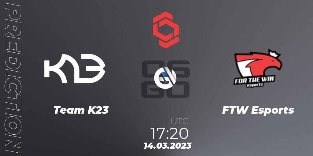 Prognose für das Spiel Team K23 VS FTW Esports. 14.03.23. CS2 (CS:GO) - CCT Central Europe Series 5 Closed Qualifier