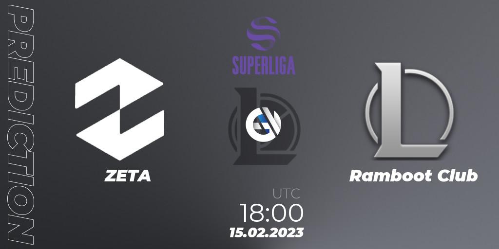 Prognose für das Spiel ZETA VS Ramboot Club. 15.02.2023 at 18:00. LoL - LVP Superliga 2nd Division Spring 2023 - Group Stage