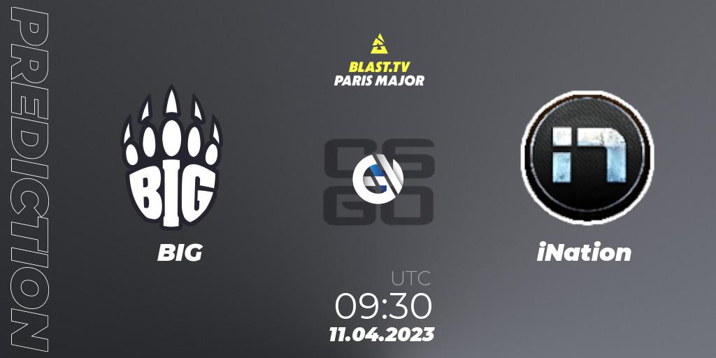 Prognose für das Spiel BIG VS iNation. 11.04.2023 at 10:00. Counter-Strike (CS2) - BLAST.tv Paris Major 2023 Europe RMR B