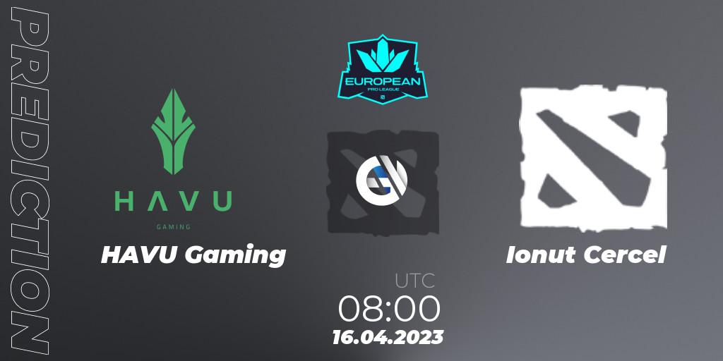 Prognose für das Spiel HAVU Gaming VS Ionut Cercel. 22.04.2023 at 08:03. Dota 2 - European Pro League Season 8