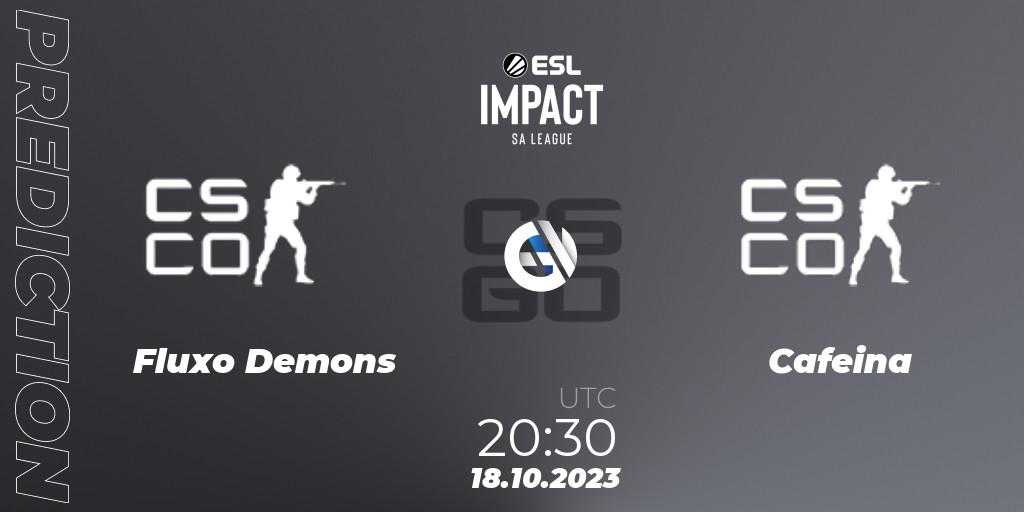 Prognose für das Spiel Fluxo Demons VS Cafeina. 18.10.2023 at 20:30. Counter-Strike (CS2) - ESL Impact League Season 4: South American Division