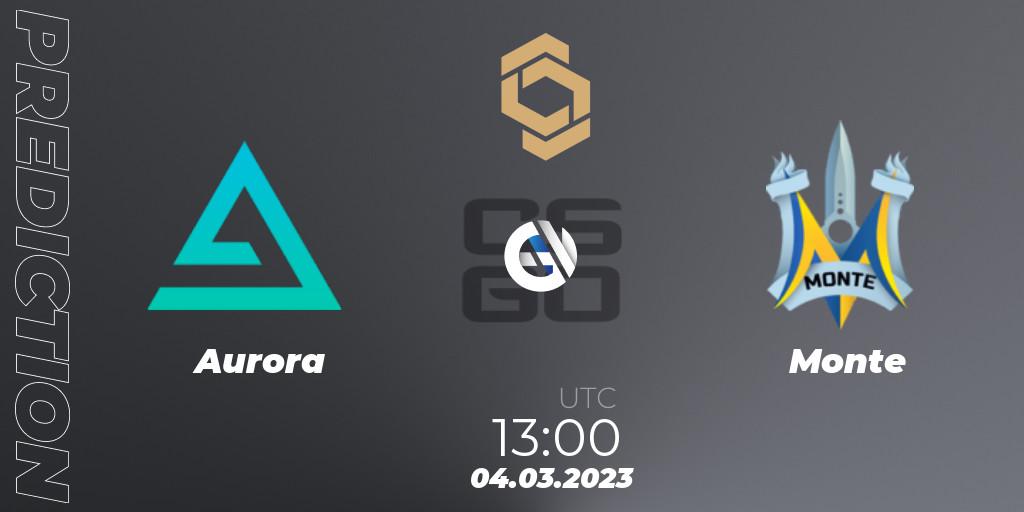 Prognose für das Spiel Aurora VS Monte. 04.03.2023 at 13:45. Counter-Strike (CS2) - CCT South Europe Series #3