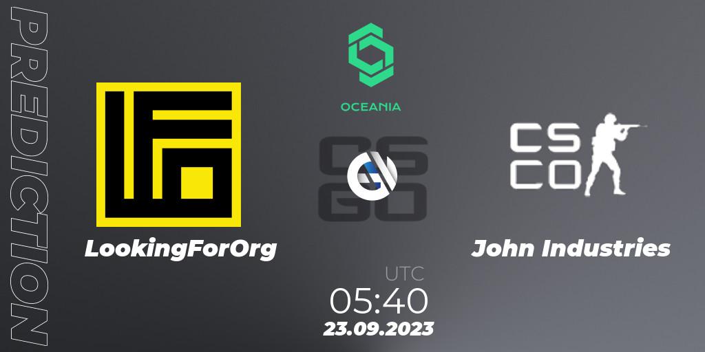 Prognose für das Spiel LookingForOrg VS John Industries. 23.09.23. CS2 (CS:GO) - CCT Oceania Series #2