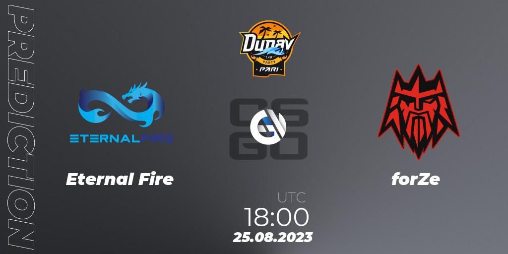Prognose für das Spiel Eternal Fire VS forZe. 25.08.2023 at 18:10. Counter-Strike (CS2) - PARI Dunav Party 2023