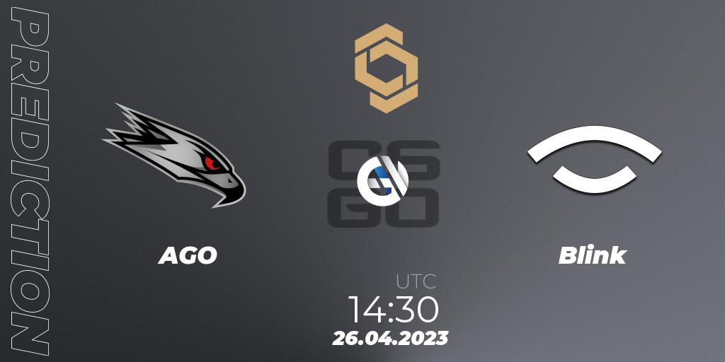 Prognose für das Spiel AGO VS Blink. 26.04.23. CS2 (CS:GO) - CCT South Europe Series #4