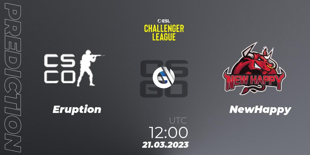 Prognose für das Spiel Eruption VS NewHappy. 21.03.23. CS2 (CS:GO) - ESL Challenger League Season 44: Asia-Pacific