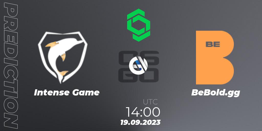 Prognose für das Spiel Intense Game VS BeBold.gg. 19.09.2023 at 14:00. Counter-Strike (CS2) - CCT South America Series #11