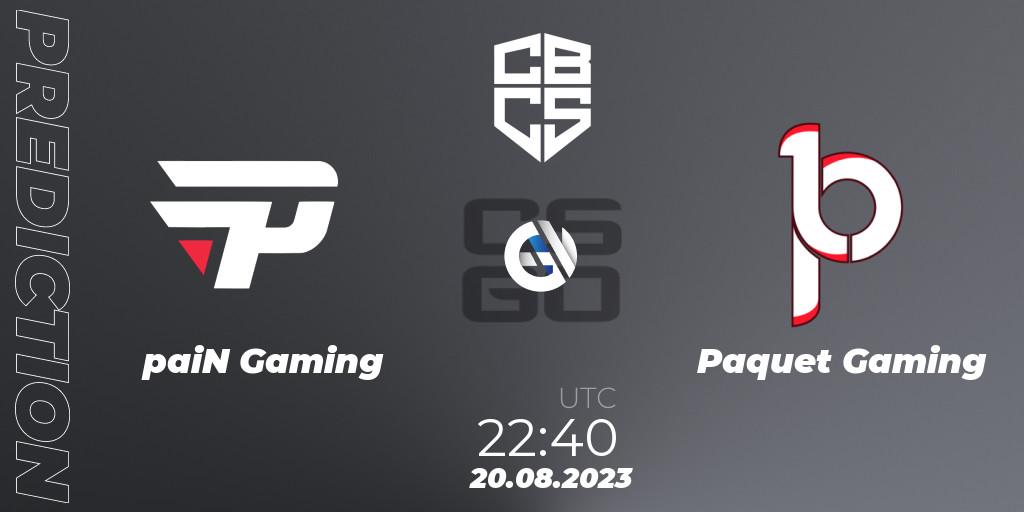 Prognose für das Spiel paiN Gaming VS Paquetá Gaming. 20.08.2023 at 22:00. Counter-Strike (CS2) - CBCS 2023 Masters