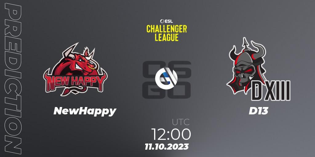 Prognose für das Spiel NewHappy VS D13. 13.10.23. CS2 (CS:GO) - ESL Challenger League Season 46: Asia-Pacific