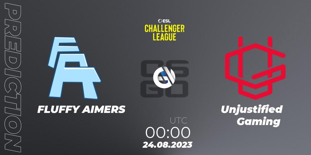 Prognose für das Spiel FLUFFY AIMERS VS Unjustified Gaming. 24.08.2023 at 00:00. Counter-Strike (CS2) - ESL Challenger League Season 46: North America