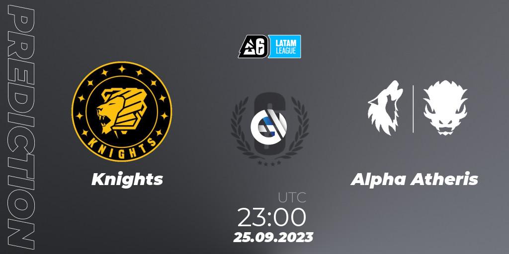 Prognose für das Spiel Knights VS Alpha Atheris. 26.09.2023 at 02:00. Rainbow Six - LATAM League 2023 - Stage 2
