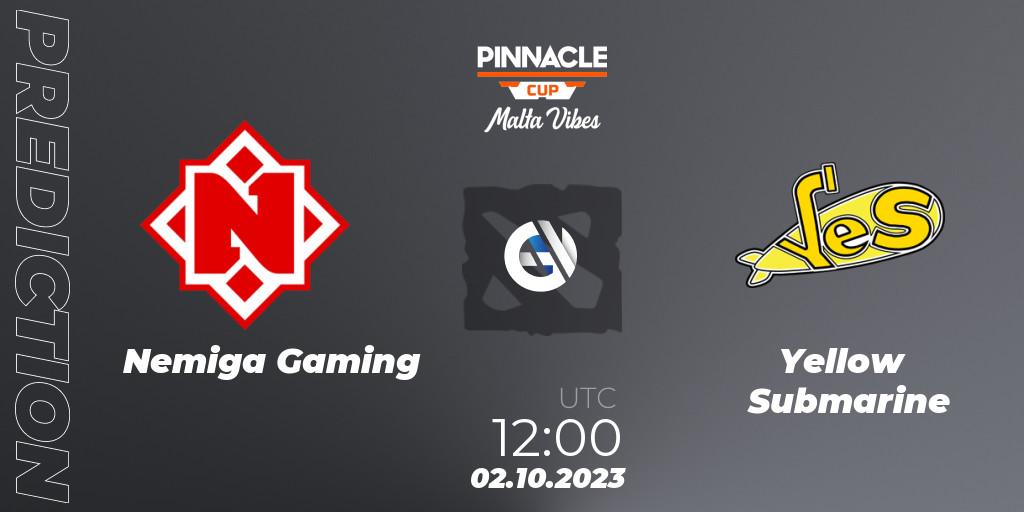 Prognose für das Spiel Nemiga Gaming VS Yellow Submarine. 02.10.2023 at 12:03. Dota 2 - Pinnacle Cup: Malta Vibes #4