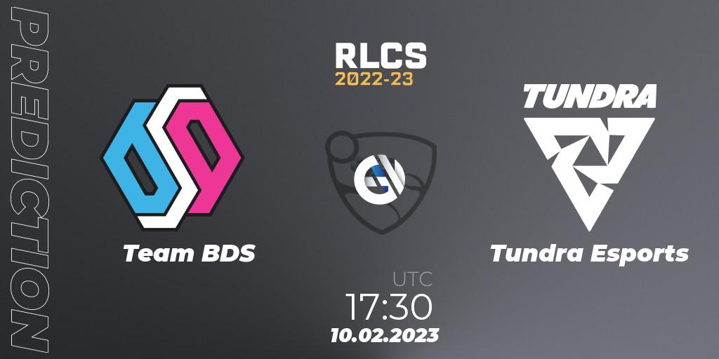 Prognose für das Spiel Team BDS VS Tundra Esports. 10.02.2023 at 17:30. Rocket League - RLCS 2022-23 - Winter: Europe Regional 2 - Winter Cup