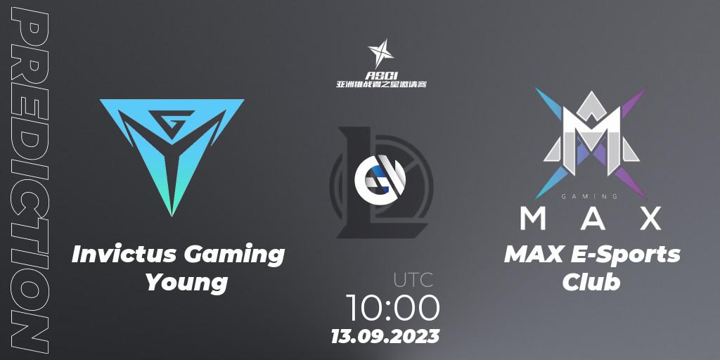Prognose für das Spiel Invictus Gaming Young VS MAX E-Sports Club. 13.09.23. LoL - Asia Star Challengers Invitational 2023