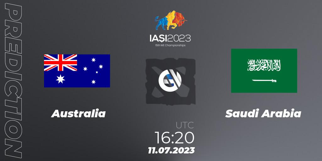 Prognose für das Spiel Australia VS Saudi Arabia. 11.07.23. Dota 2 - Gamers8 IESF Asian Championship 2023