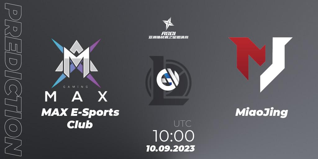 Prognose für das Spiel MAX E-Sports Club VS MiaoJing. 10.09.2023 at 10:00. LoL - Asia Star Challengers Invitational 2023