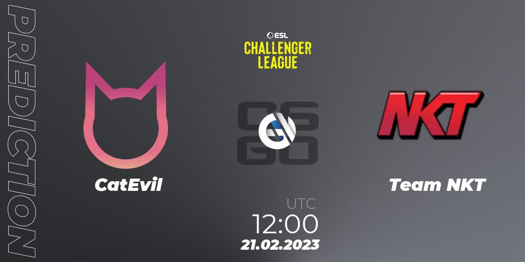 Prognose für das Spiel CatEvil VS Team NKT. 21.02.2023 at 12:00. Counter-Strike (CS2) - ESL Challenger League Season 44: Asia-Pacific