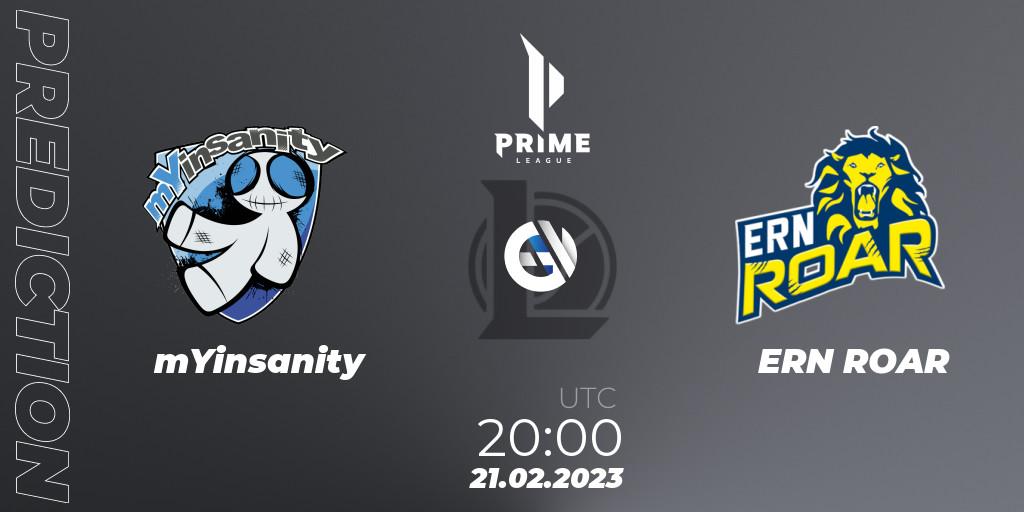 Prognose für das Spiel mYinsanity VS ERN ROAR. 21.02.23. LoL - Prime League 2nd Division Spring 2023 - Group Stage