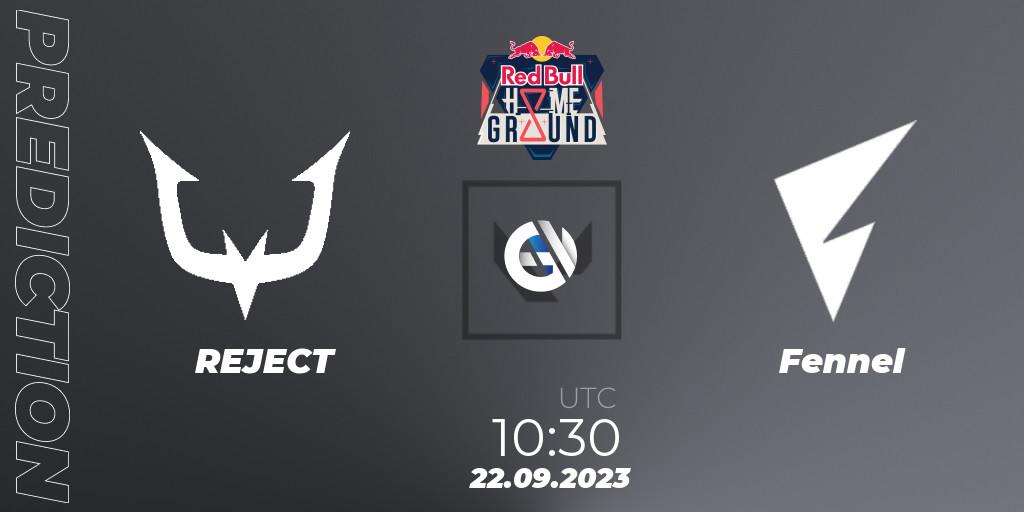 Prognose für das Spiel REJECT VS Fennel. 22.09.2023 at 10:30. VALORANT - Red Bull Home Ground #4 - Japanese Qualifier