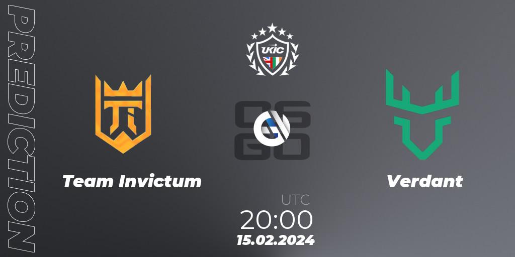 Prognose für das Spiel Team Invictum VS Verdant. 15.02.2024 at 20:00. Counter-Strike (CS2) - UKIC League Season 1: Division 1