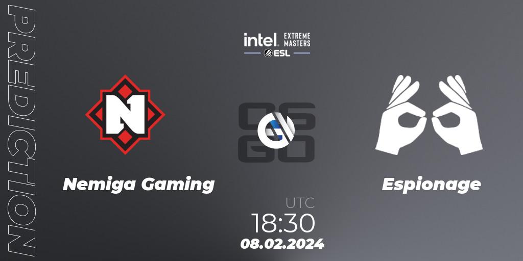 Prognose für das Spiel Nemiga Gaming VS Espionage. 08.02.24. CS2 (CS:GO) - Intel Extreme Masters China 2024: European Closed Qualifier