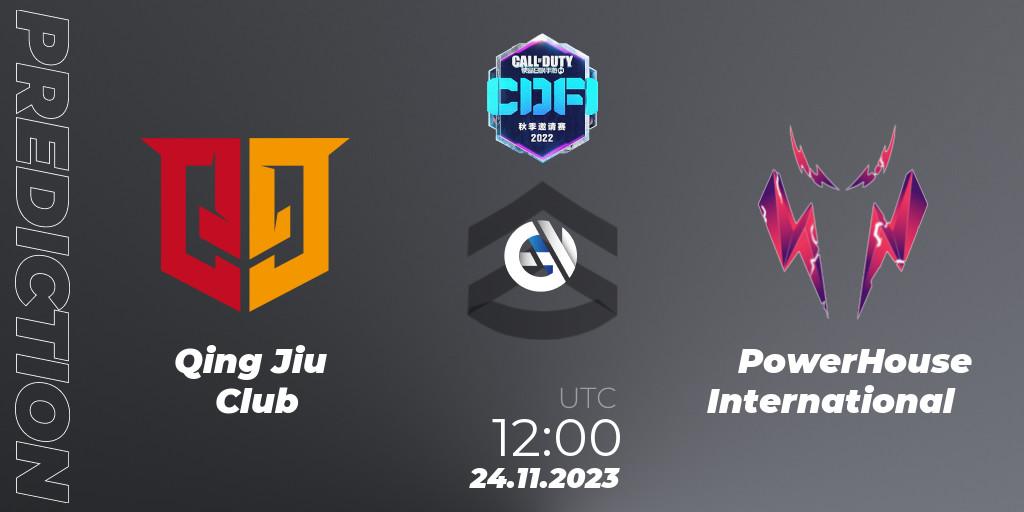 Prognose für das Spiel Qing Jiu Club VS PowerHouse International. 24.11.2023 at 12:40. Call of Duty - CODM Fall Invitational 2023