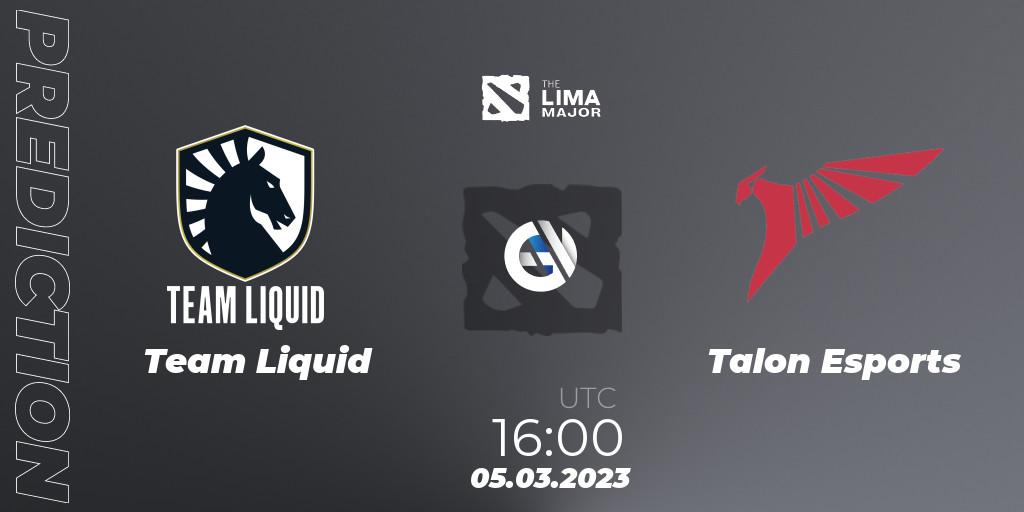 Prognose für das Spiel Team Liquid VS Talon Esports. 05.03.23. Dota 2 - The Lima Major 2023