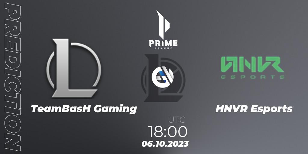 Prognose für das Spiel TeamBasH Gaming VS HNVR Esports. 06.10.2023 at 18:00. LoL - Prime League Pokal 2023