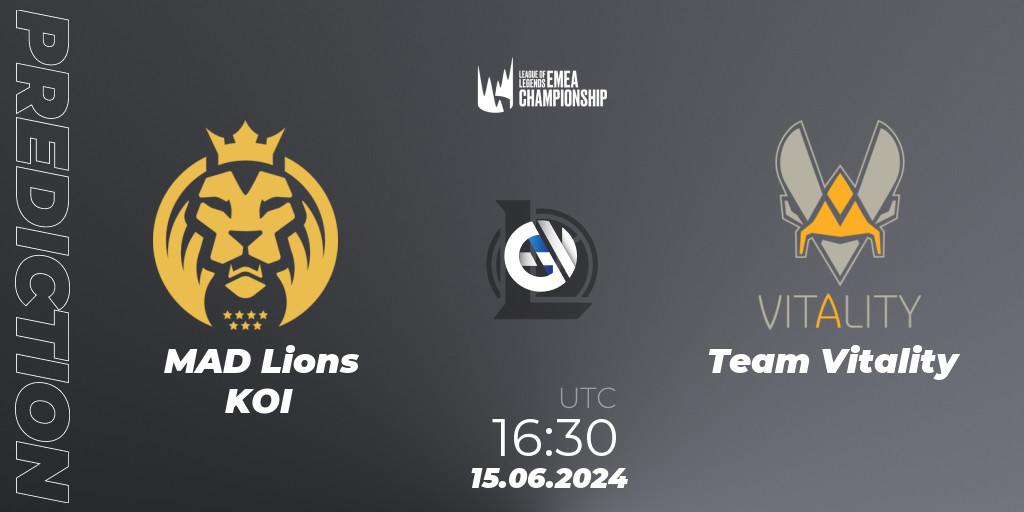 Prognose für das Spiel MAD Lions KOI VS Team Vitality. 15.06.2024 at 16:30. LoL - LEC Summer 2024 - Regular Season