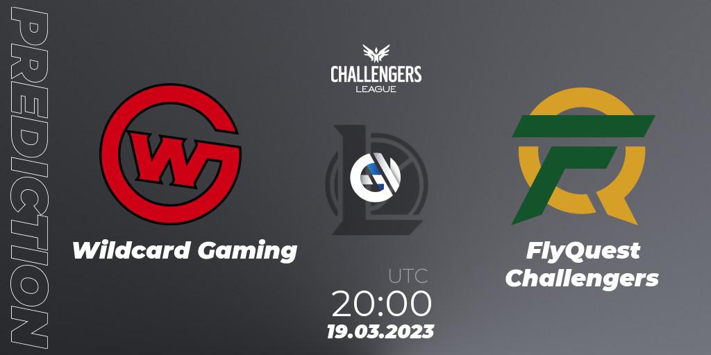 Prognose für das Spiel Wildcard Gaming VS FlyQuest Challengers. 19.03.2023 at 20:00. LoL - NACL 2023 Spring - Playoffs