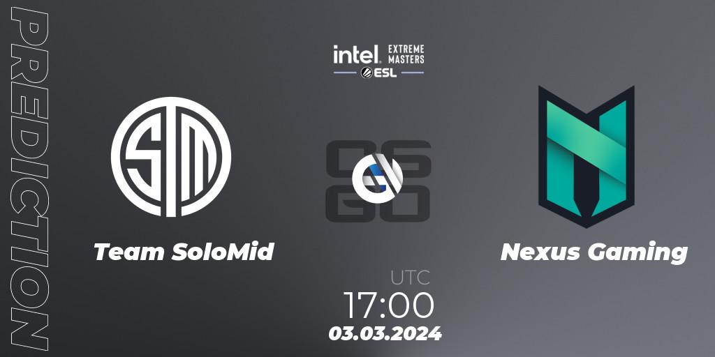 Prognose für das Spiel Team SoloMid VS Nexus Gaming. 03.03.24. CS2 (CS:GO) - Intel Extreme Masters Dallas 2024: European Open Qualifier #1
