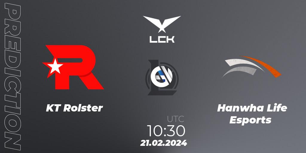Prognose für das Spiel KT Rolster VS Hanwha Life Esports. 21.02.24. LoL - LCK Spring 2024 - Group Stage