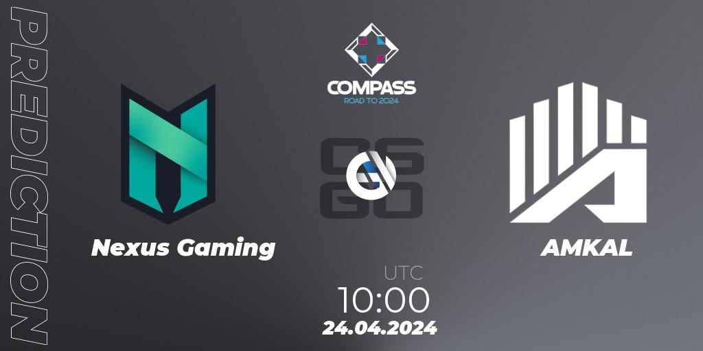Prognose für das Spiel Nexus Gaming VS AMKAL. 24.04.2024 at 10:00. Counter-Strike (CS2) - YaLLa Compass Spring 2024
