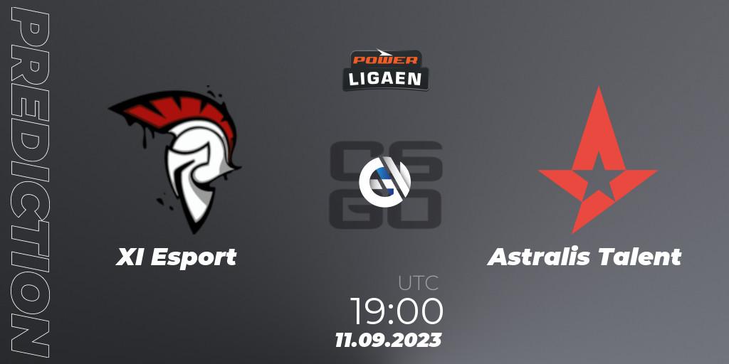 Prognose für das Spiel XI Esport VS Astralis Talent. 11.09.2023 at 19:00. Counter-Strike (CS2) - POWER Ligaen Season 24 Finals