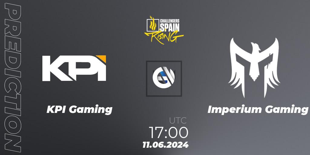 Prognose für das Spiel KPI Gaming VS Imperium Gaming. 11.06.2024 at 17:00. VALORANT - VALORANT Challengers 2024 Spain: Rising Split 2