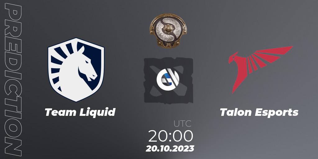 Prognose für das Spiel Team Liquid VS Talon Esports. 20.10.23. Dota 2 - The International 2023