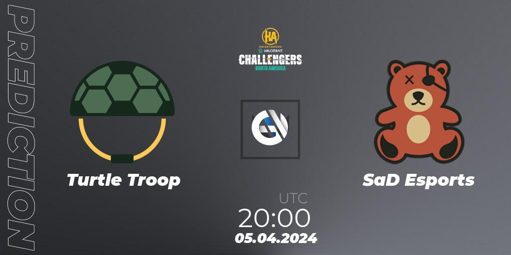 Prognose für das Spiel Turtle Troop VS SaD Esports. 05.04.24. VALORANT - VALORANT Challengers 2024: North America Split 1